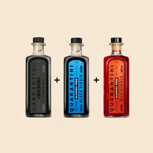 Black Gin + Black Virgin + Red + Virgin (alkoholfreie Gin-Alternative)