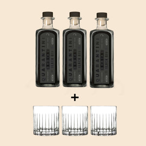 3x Black Gin + 3x Original Quarantini Gläser